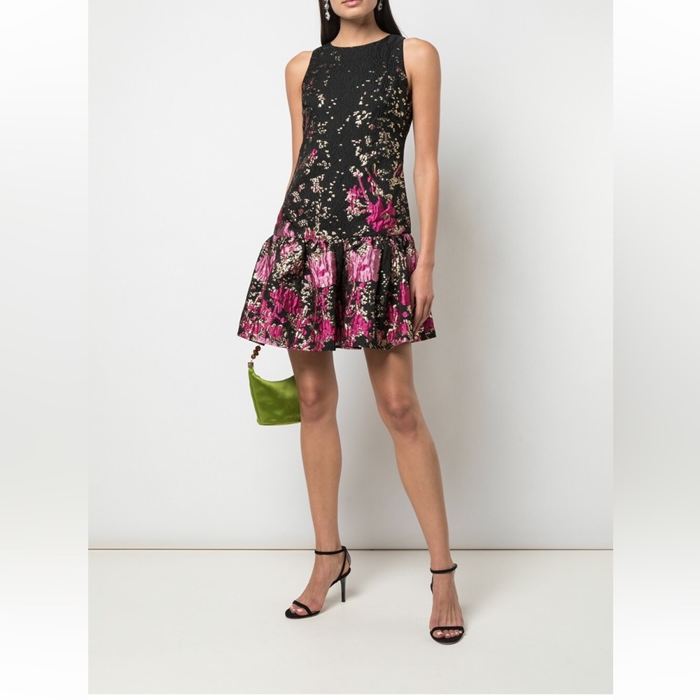 MARCHESA NOTTE
jacquard ruffled hem dress